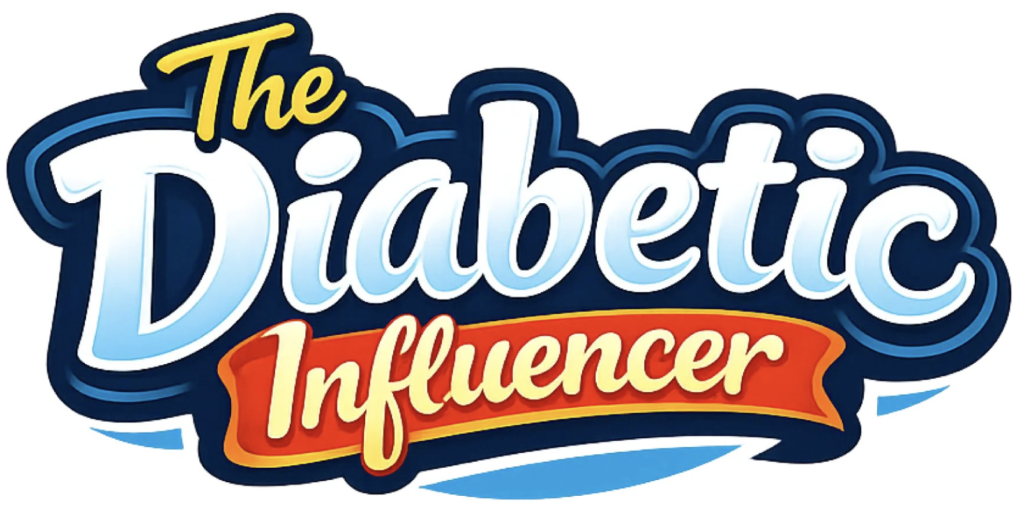 "The Diabetic Influencer logo with bold blue and white lettering and red banner, representing a Type 2 diabetes education and support platform focused on diabetes management and health advocacy."